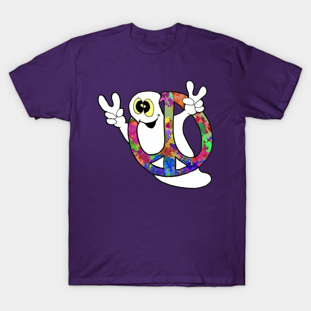 Peace ghost inside a multi-colored peace sign T-Shirt by JWCoenMathArt